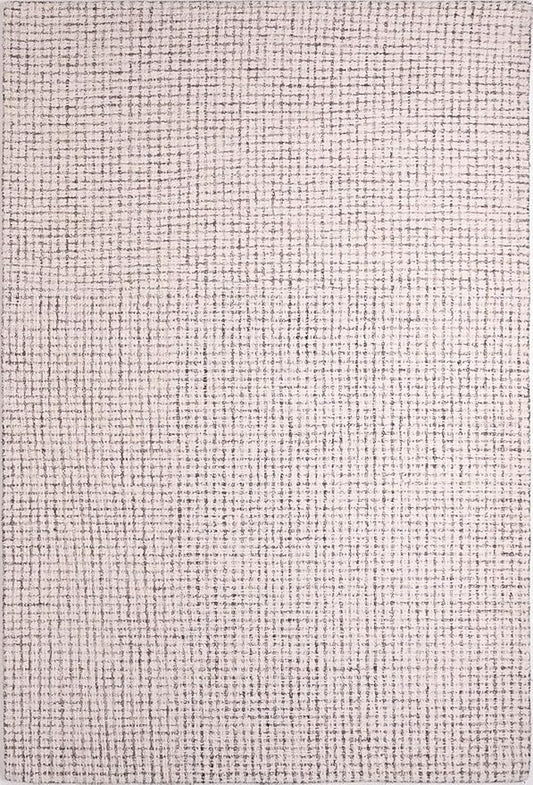 Hand-Tufted 100% Wool Pile Area Rug – Geometric Textured Grid Check Pattern – Thick and Durable Floor Carpet for Bedroom, Living Room, Kids Room, and Dining Area (Ivory-Brown, 9' x 12')