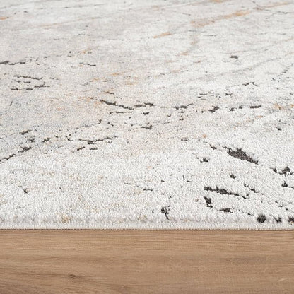 Rugshop Drifted Marble Abstract Area Rug Durable, Kid & Pet Friendly Gray, Ivory, Neutral Tones 6' 6" x 9' Great for Under Dining Sets, Large Bedrooms, or Home Offices