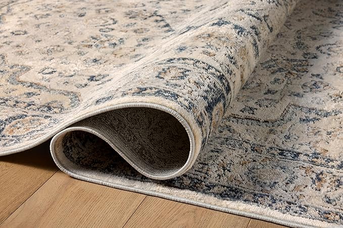 Loloi Teagan Collection TEA-01 Natural/Lt. Grey 7'-11" x 10'-6" Area Rug, Large, Soft Neutral Rug, High-Traffic for Living Room, Bedroom, Home Office, Dining Area