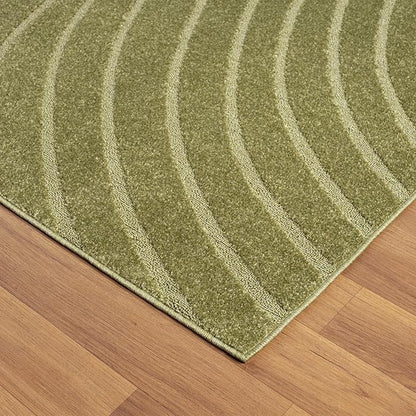 LUXE WEAVERS Modern Geometric Wave Green 2x8 Hallway Runner Rug, Contemporary Stain Resistant Carpet