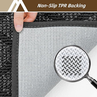 COSY HOMEER Non-Slip Door Mat 24"x36", Entryway Rugs Low Profile Absorbent Dirt Trapper Doormat for Front Entrance, Washable Polypropylene Entry Mat (Dark Grey)