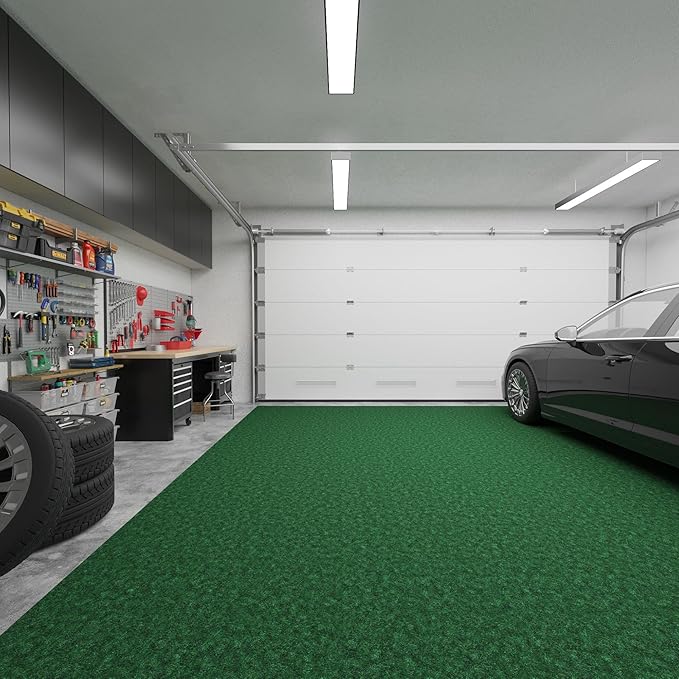 Ottomanson 6'6" x 11' Mud Mat Area Rug Scraper Carpet - Non-Slip, Dirt Trapping for Indoor & Outdoor Use - Ideal for Entryway, Garage, Kitchen, Patio & High-Traffic Areas, Green