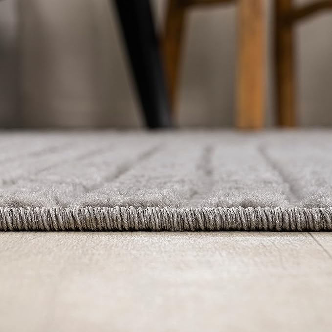 JONATHAN Y Hallie High-Low Curve Gray/Ivory 5' Round Indoor/Outdoor Area Rug, Minimalist, Pet Friendly, Non-Shedding, Stain Resistant, Hose-Washable for Backyard, Patio, Porch (SCN100A-5R)