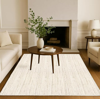 Hausattire Hand Woven Jute Braided Rug, 5'x8' – Off White, Reversible Boho Entry Area Rugs for Kitchen, Living Room I Farmhouse Indoor Outdoor Decorative Floor Rug, 60x96 Inches