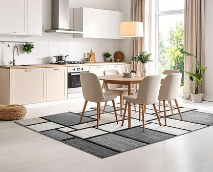Geometric Area Rug - 6x9 Decorative Home & Office Rug - Indoor Carpet for Living Room, Bedroom, Family or Dining Room - Non-Fading Polyester Material, Stain-Proof - Beige Sand