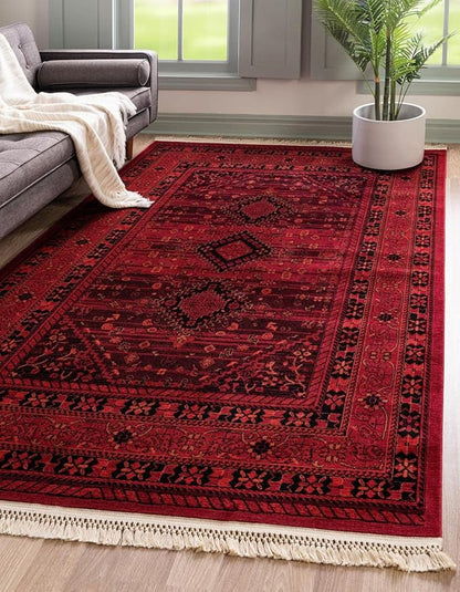 Unique Loom Tekke Collection Area Rug - Sheibani (10' x 14' 1" Rectangle, Red/ Black)