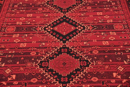 Unique Loom Tekke Collection Area Rug - Sheibani (6' 1" x 9' Rectangle, Red/ Black)