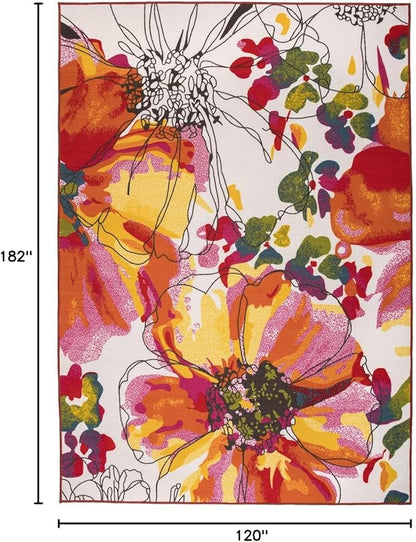 Rugshop Multi Bright Flowers Non Slip Non-Shedding Area Rug for Bedroom, Study and Living Room, 4' x 6'