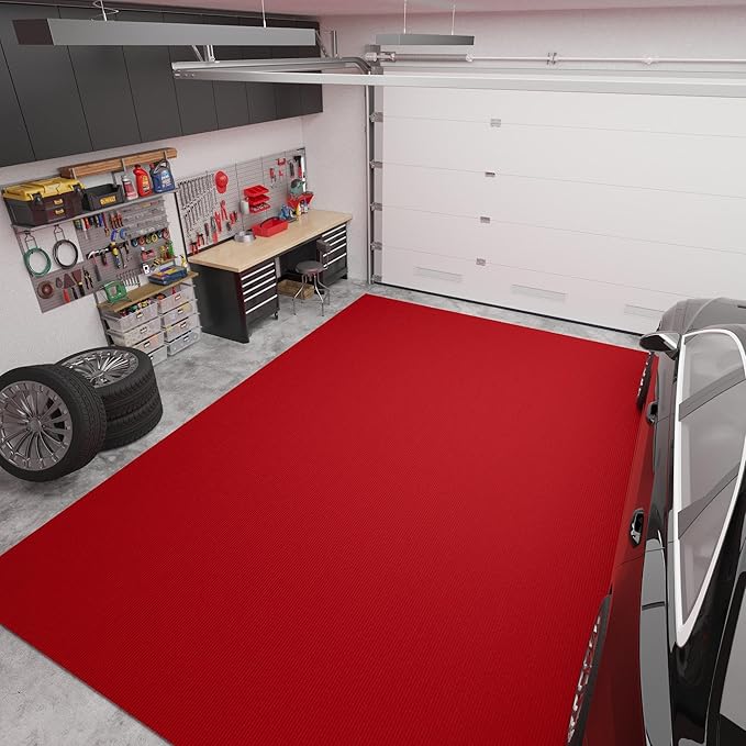 Ottomanson 6'6" x 28' Hallway Runner with Scraper Pile Extra Durable Non-Slip Rug Mat for Indoor & Outdoor Use - Ideal for Kitchen, Entryway, Patio & Garage - High-Traffic Carpet, Red
