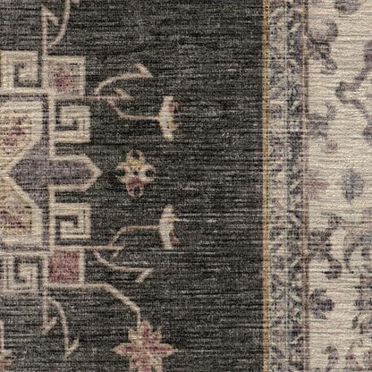 RUGGABLE Washable Vintage Area Rug – Verena Dark Wood 4x6, Stain-Resistant, Non-Slip – Medium Machine Washable Rugs for Living Room, Bedroom, Hallway, Entryway & Office–with Standard Pad