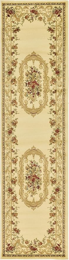 Unique Loom Versailles Collection Traditional Classic Floral Motif Area Rug (2' 7 x 10' 0 Runner, Ivory/ Tan)