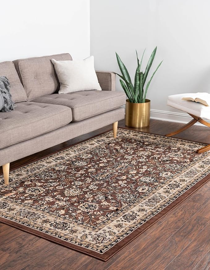 Rugs.com Yasmin Collection Rug – 6' x 9' Brown Medium Rug Perfect for Bedrooms, Dining Rooms, Living Rooms