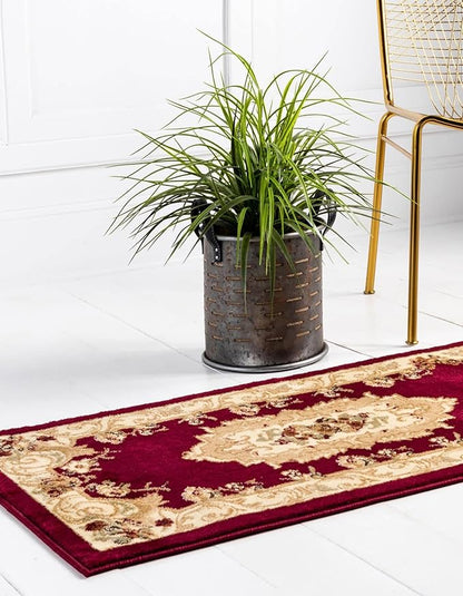 Unique Loom Versailles Collection Traditional Classic Floral Motif Area Rug (2' 0 x 8' 0 Runner, Burgundy/Ivory)