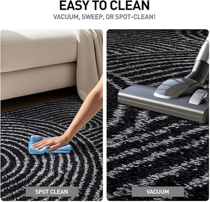 Rugshop Circles Arch Shag Area Rug Anthracite Dark Gray 7' 10" x 10' Perfect for Large Living Rooms, Dining Areas, or Master Bedrooms