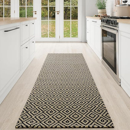 Hallway Runner Rug 2x5, Washable Kitchen Runners Non Slip, Ultra Thin Entryway Floor Mat Fit Under Door, Soft Low Pile Cotton Boho Carpet for Laundry Outdoor Bedroom