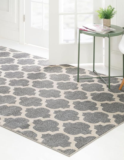 Rugs.com Lattice Collection Rug – 3' x 5' Dark Gray Medium Rug Perfect for Entryways, Kitchens, Breakfast Nooks, Accent Pieces