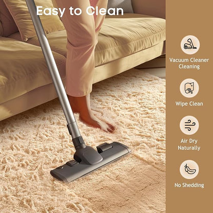 Ophanie 8x10 Beige Area Rugs for Living Room, Large Shag Bedroom Carpet, Big Indoor Thick Soft Shaggy Nursery Rug, Fluffy Carpets for Boy and Girls Room Dorm Home Decor Aesthetic