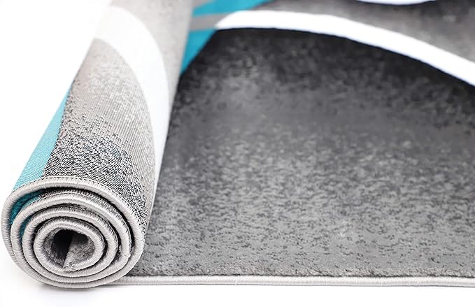 GLORY RUGS Modern Area Rug 4x6 Turquoise Swirls Carpet Bedroom Living Room Contemporary Dining Accent Sevilla Collection 4816A