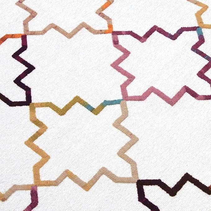 Alfa Rich 4x6 Moroccan White Washable Area Rugs for Living Room Bedroom Kitchen Decor Cotton Rug