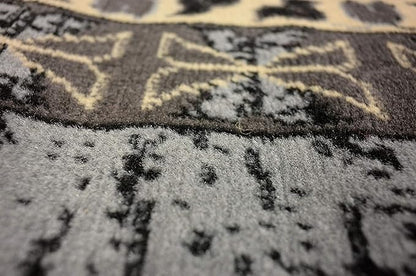 Unique Loom Taftan Collection Border Geometric Tribal Inspired Design Area Rug (8' 0 x 10' 0 Rectangular, Gray/ Black)