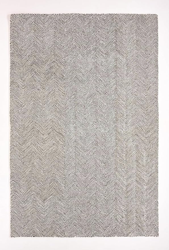 Modern Herringbone Chevron Collection Handcrafted Wool Area Rug - Durable, Zigzag Pattern, for High Traffic, Contemporary Design for Living Room, Bedroom, Dining Room Decor (Dark Olive, 5' x 8')