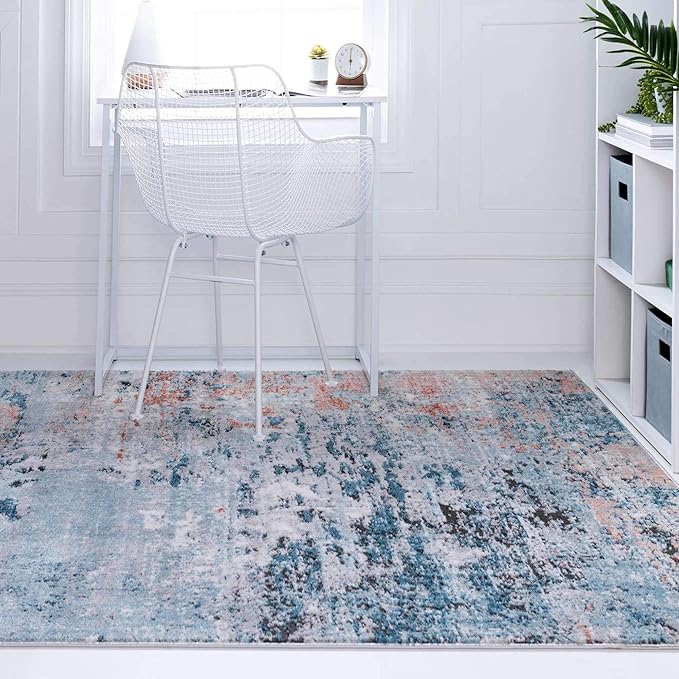 Rugs.com Leipzig Collection Area Rug – 8X11 Multi Low-Pile Rug Perfect for Living Rooms, Large Dining Rooms, Open Floorplans