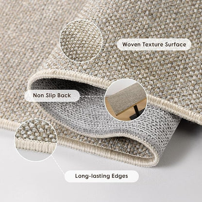 LBRO2M Easy Jute Solid Area Rug 9X12 Washable Rugs for Living Room Bedroom Natural Jute Look Indoor Outdoor Rug Durable, Solid Non Shedding Eco Friendly (9X12 Gray)