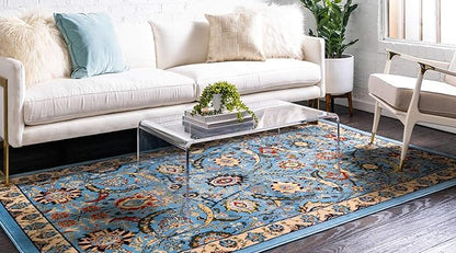 Unique Loom Espahan Collection Area Rug - Cape Cod (9'x 12' Rectangle, Blue/ Black)