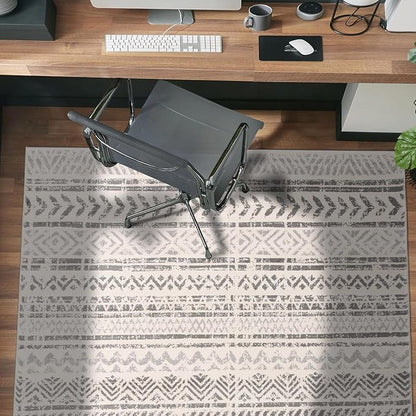 Rugshop Geometric Boho Area Rug – Gray Tribal Pattern, Perfect for Living Room, Bedroom, Dining Room, 4' x 6'