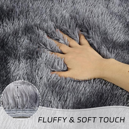 duduta Grey Plush Rugs for Bedroom 4x6 ft, Gray Fluffy Carpet for Living Room, Shag Rug for Kids Room Dorm Nursery Playroom