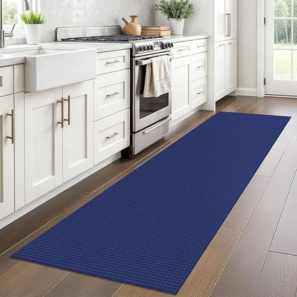 Braided Runner Rug 2x8 Ft Washable Runners for Hallways Kitchen Runner Rug Rubber Backed Cotton Entryway Runner Indoor, Woven Floor Carpet for Hall Kitchen Bedroom, Royal Blue/Navy