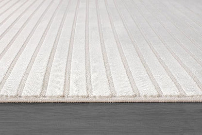 Beverly Rug Modern Geometric Area Rug 4x6 Low-High Pile Durable Soft Abstract Striped Indoor Rugs for Living Dining Room Office Stain Resistant Non Shedding Casual Indoor Carpet Beige White 4 x 6