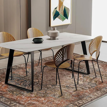 10'x14' Washable Area Rug Boho Chic Medallion Distressed Design Non-Shedding Easy Care Ideal for High Traffic Areas in Rug for Living Room Bedroom Office Coffee Table Large Carpet
