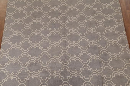 Modern Collection 8 x 8 Moroccan Trellis Area Rug, All-Over/Geometric Wool Carpet for Home Décor, Living Room, Dining Room, and Bedroom