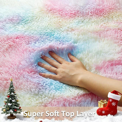 Ophanie Rainbow Colorful Rugs for Living Room 5x8, Unicorn Fluffy Shag Fuzzy Plush Soft Carpets, Floor Shaggy Area Rugs for Bedroom, Carpet for Kids Girls Dorm Nursery Home Decor Aesthetic