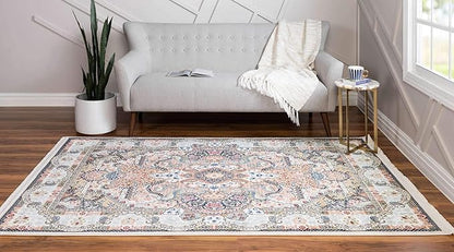 Unique Loom Narenj Collection Classic Traditional Medallion Textured Design Area Rug, 8 x 10 ft, Ivory/Tan
