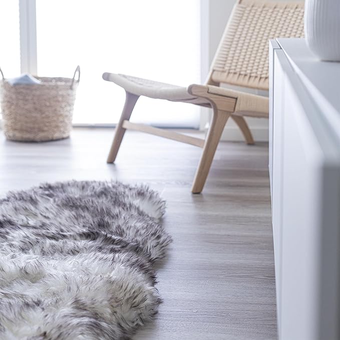Real Sheepskin Rug 2x6 ft | Sheepskin Rugs for Living Room and Sofa | Bedside Rugs for Bedrooms | Large Fluffy Rug is Breathable & Heat-regulating in Color Snow Peak