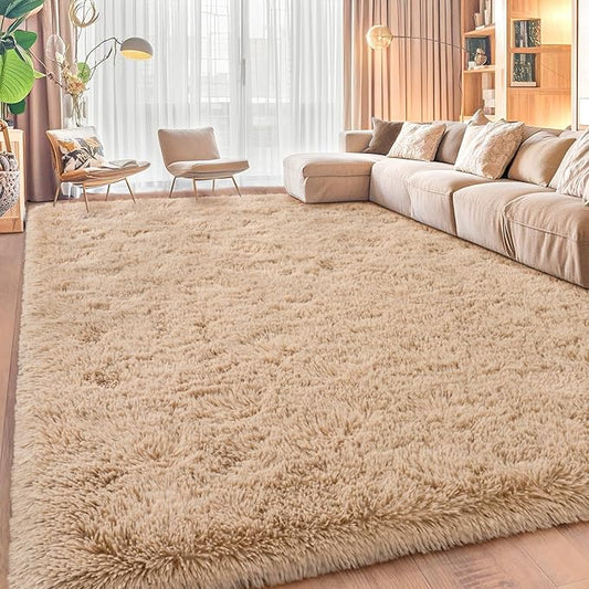 Area Rugs for Living Room, Soft Shaggy Carpets for Living Room, Fuzzy Rugs for Kids' Room, Perfect Decor for Modern Home Camel 8x10 Feet