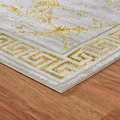 GLORY RUGS Area Rugs Marble 2x3 Cream Gold Carpet Modern Abstract Rug Living Room Dining Bedroom Rug