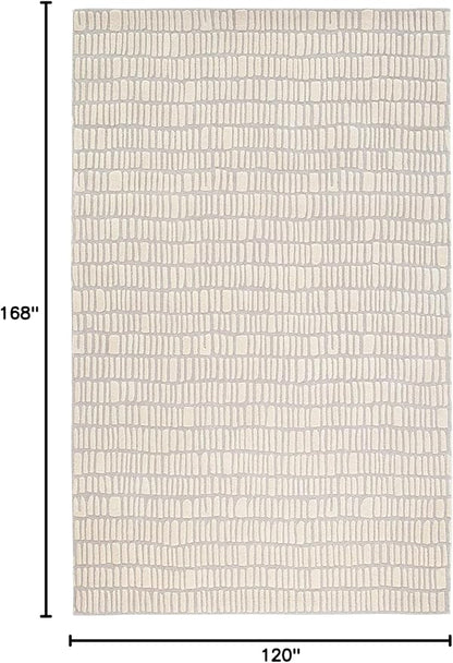 Dash and Albert Roark Wool Area Rug - 9.5 X 13.5 Ivory Geometric Hand Tufted Accent Rug - Durable, High Traffic Areas Hallway, Living Room, Stairs - Premium Luxury Hotel Quality Soft Breathable