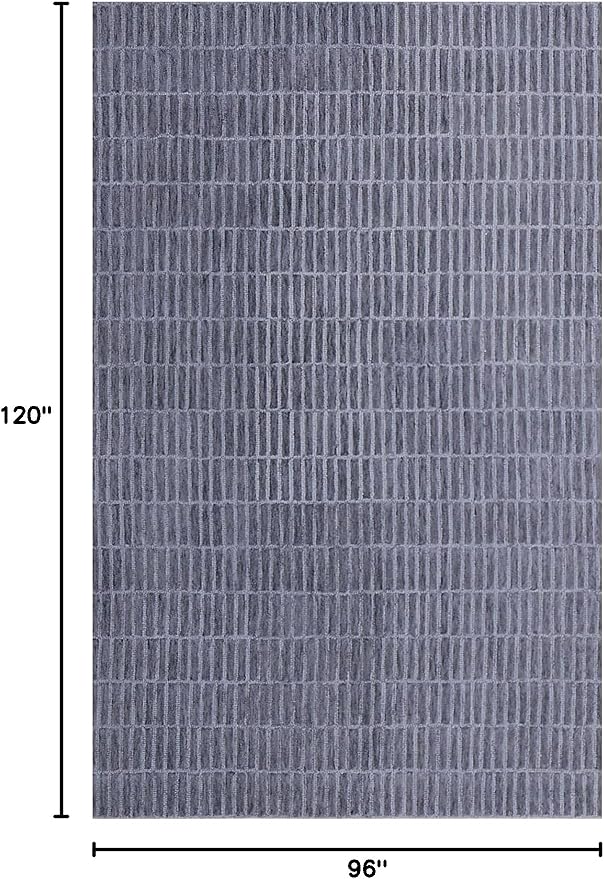 Hand-Tufted 100% Wool Area Rug – Unique Modern Geometric Grid Pattern, Soft Plush Textured Carpet for Living Room, Bedroom, Dining Room & Entryway (Smoke, 4' x 6')