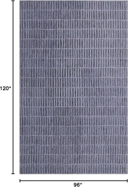 Hand-Tufted 100% Wool Area Rug – Unique Modern Geometric Grid Pattern, Soft Plush Textured Carpet for Living Room, Bedroom, Dining Room & Entryway (Smoke, 4' x 6')