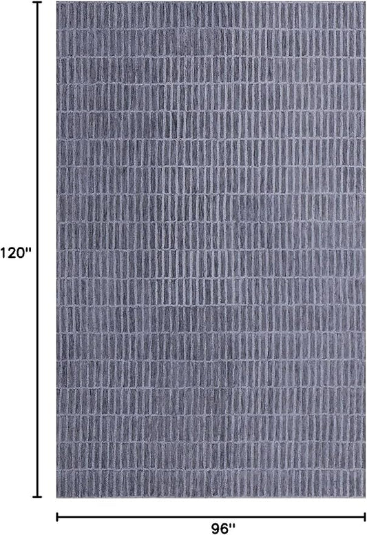 Hand-Tufted 100% Wool Area Rug – Unique Modern Geometric Grid Pattern, Soft Plush Textured Carpet for Living Room, Bedroom, Dining Room & Entryway (Smoke, 4' x 6')