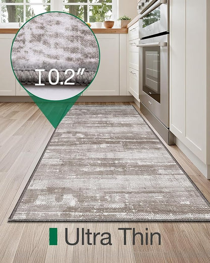 LUMI Washable Kitchen Rug 2x6 for Floor, Non Slip Runner Rugs with Rubber Backing, Low Pile Comfort Area Carpet for Standing, Living Room, Entryway, Laundry, Hallways