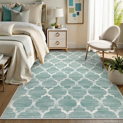 Lahome 5x7 Area Rug Green Rug Low Pile Indoor Washable Rugs for Bedroom Living Room Area Rugs 5x7 for Dining Room Foldable Non-Slip Thin Rugs Sage Green