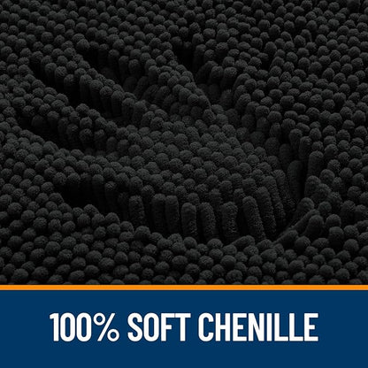 OLANLY Bathroom Rugs 36x24, Extra Soft Absorbent Chenille Bath Rugs, Rubber Backing Quick Dry, Machine Washable Bath Mats for Bathroom Floor, Tub and Shower, Home Decor Accessories, Black
