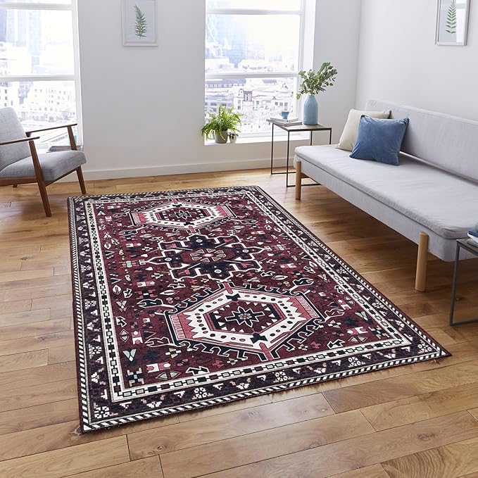 Fame Living Washable Area Rug. Modern Farmhouse. Vintage. Turkish. Bohemian. Distressed. Oriental. Traditional. Rugs for Living Room. Dining. Bedroom. Office. Entryway. Foyer. (851RR, 2'5 x 9'8)