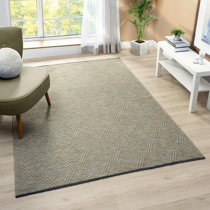 LUXE WEAVERS Modern Farmhouse Green 9x12 Washable Area Rug, Anti-Slip Diamond Pattern Carpet
