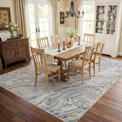 Rugshop Marble Swirl Distressed Gray Area Rug 5' x 7' Ideal for Medium Living Rooms, Bedrooms, or Under Dining Tables