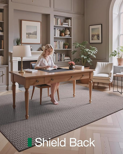 LUMI Indoor Area Rugs, Non-Slip Low Profile Checkered Inside Rug, Comfort Weave Grid Pattern Floor Rug, 5'x8'